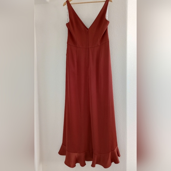 Satin Ruffle High Low David's Bridal Dress Cinnamon size 14 - Picture 4 of 8